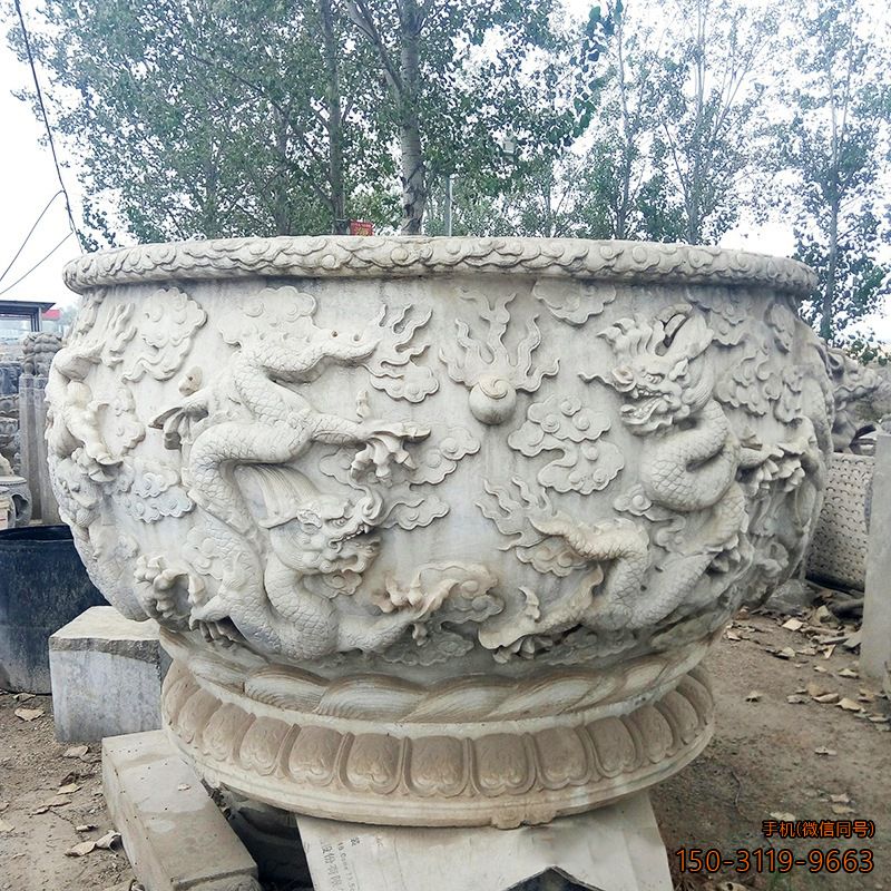 雕龍魚缸_大理石城市廣場(chǎng)花盆