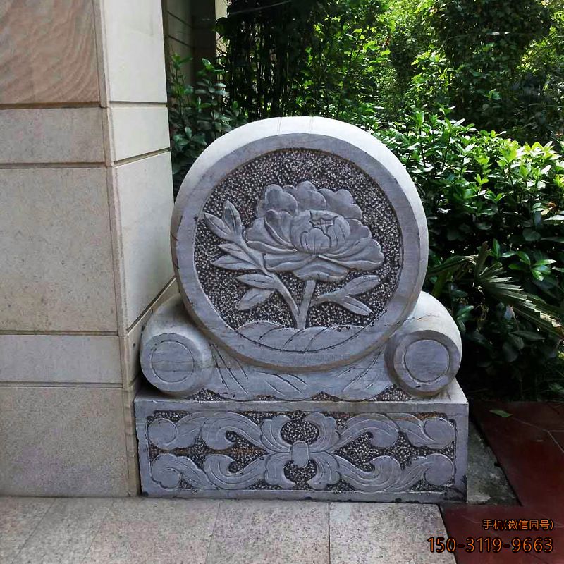 青石抱鼓石_小區建筑大門園林門墩