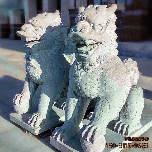 風水石麒麟_鎮宅辟邪看門動物石雕雕塑