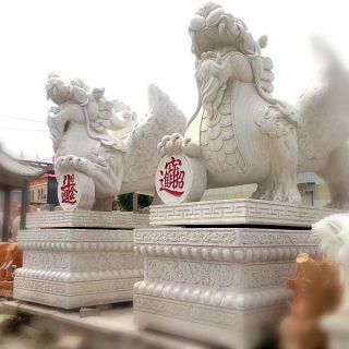 酒店漢白玉貔貅神獸石雕有什么寓意？