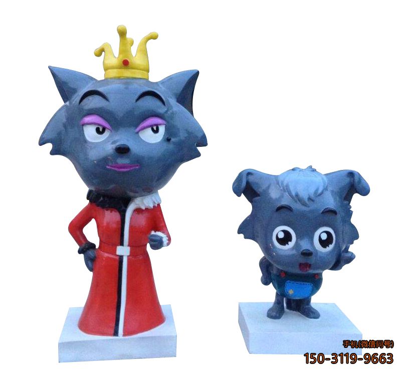 玻璃鋼紅太狼小灰灰_游樂場(chǎng)卡通人物 雕塑