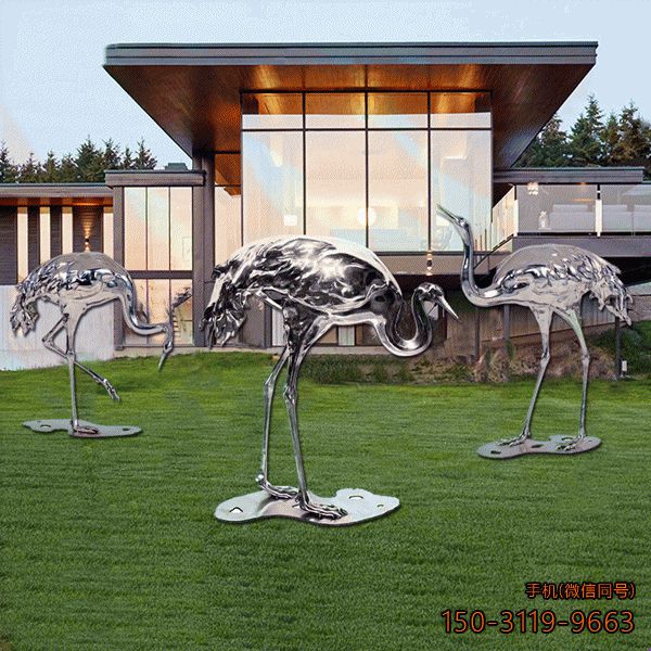 不銹鋼仙鶴_公園景區動物擺件雕塑