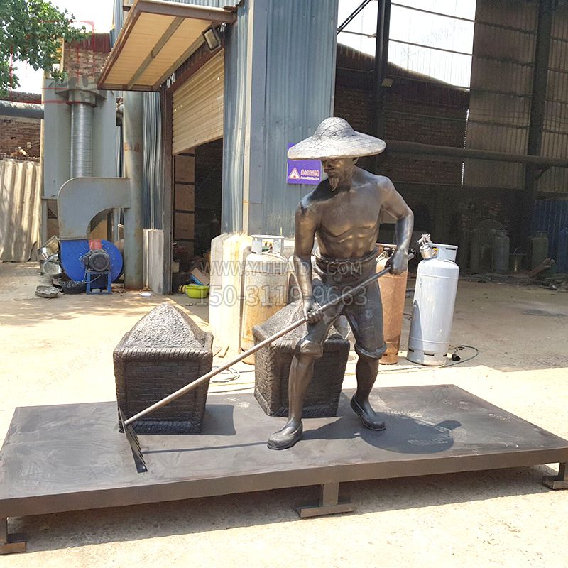 曬麥子-農耕雕塑