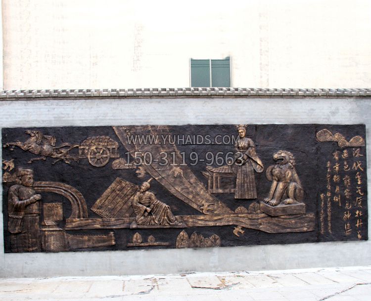 “漢代重氣質，牡丹留正色”中國傳統文化浮雕壁畫，玻璃鋼仿銅園林墻壁裝飾壁畫雕塑