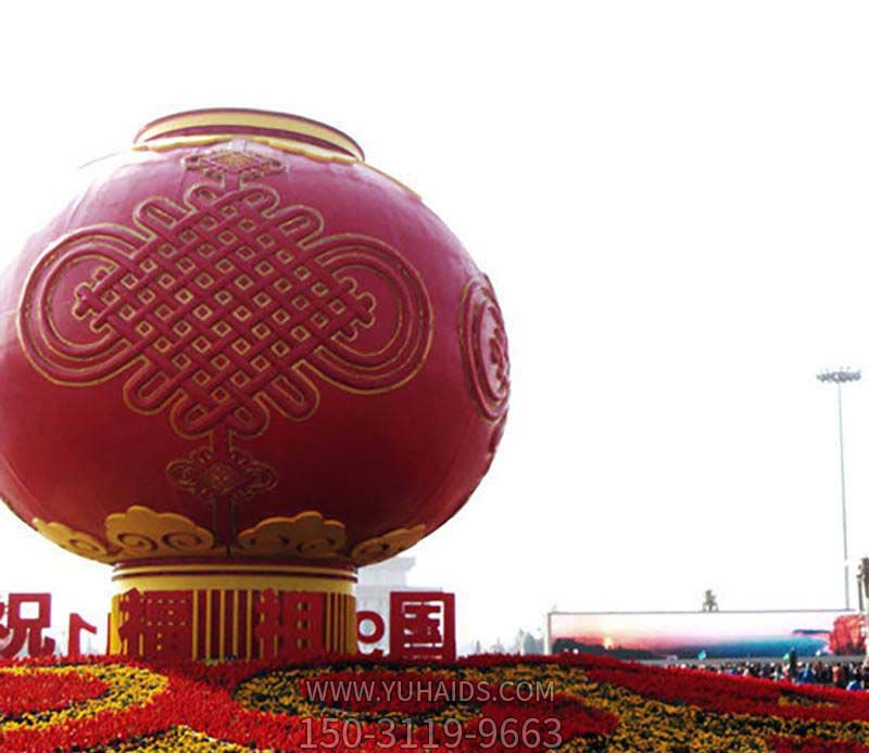 廣場擺放不銹鋼彩繪中國結燈籠雕塑 廣場擺放不銹鋼彩繪中國結燈籠雕塑