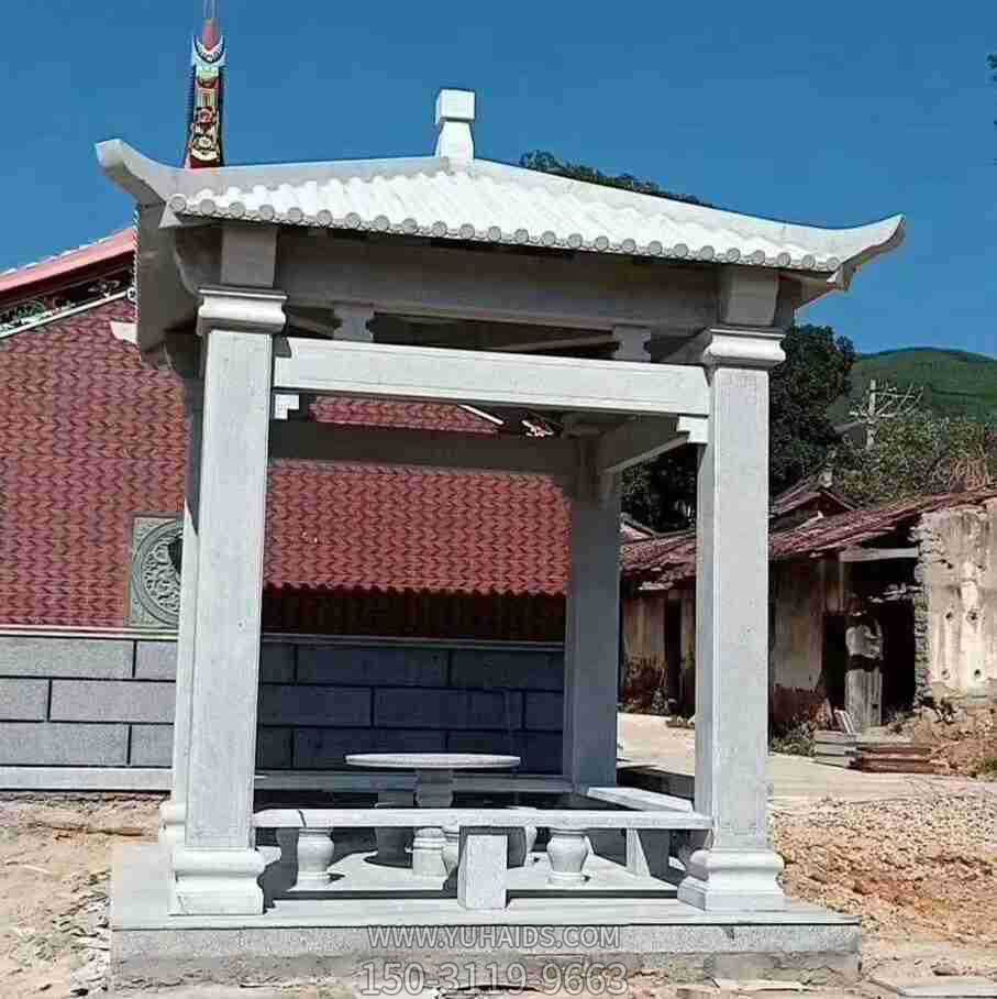 景區戶外四角青石仿古建休閑涼亭雕塑