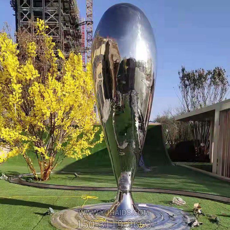 不銹鋼鏡面大水滴，漣漪，景觀擺件雕塑