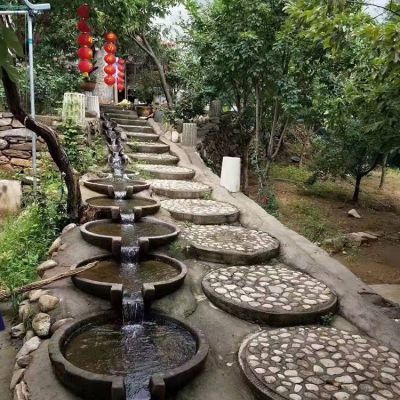 景區古意跌水石雕水缽