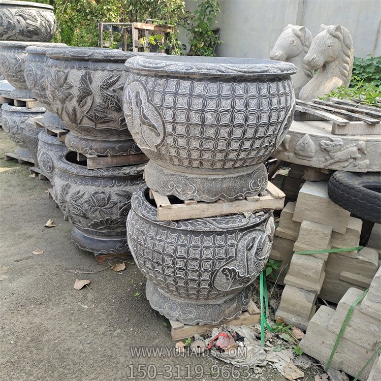 花盆、水缸、魚缸石雕擺件雕塑