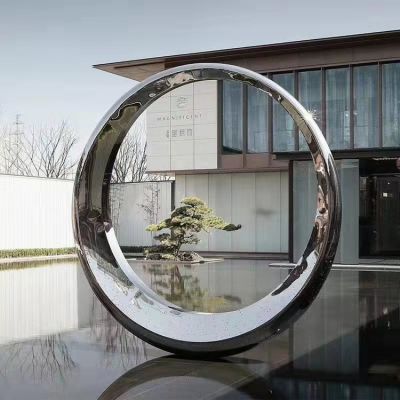 不銹鋼鏡面幾何戶外廣場會所圓環雕塑
