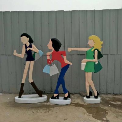 抽象人物剪影不銹鋼彩繪戶外廣場女性景觀