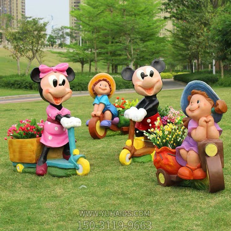 公園創意玻璃鋼卡通人物玩偶花盆擺件雕塑