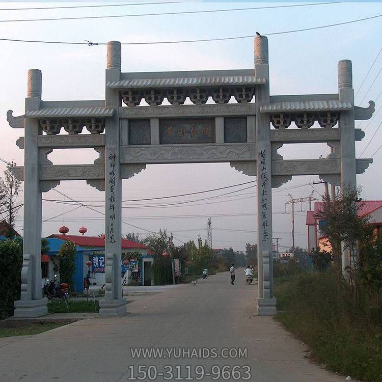 城市鄉(xiāng)鎮(zhèn)大型砂石大理石石雕戶(hù)外牌坊雕塑