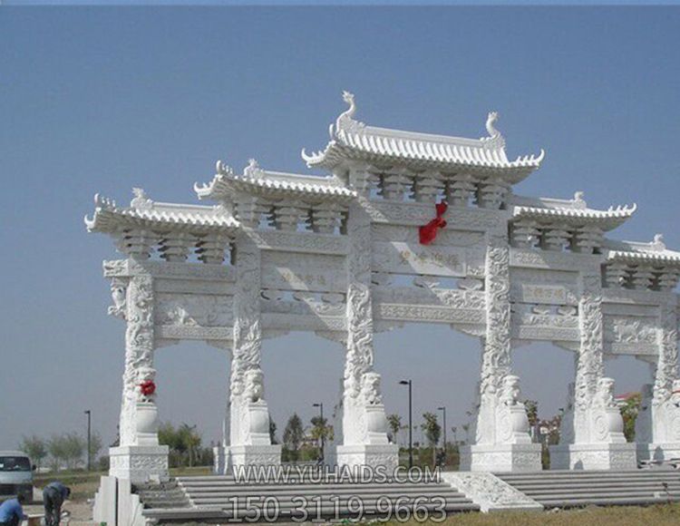 景區(qū)漢白玉五門(mén)浮雕景觀(guān)牌樓石雕雕塑