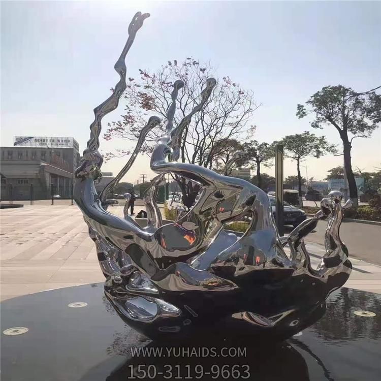戶外廣場不銹鋼鏡面創(chuàng)意浪花雕塑