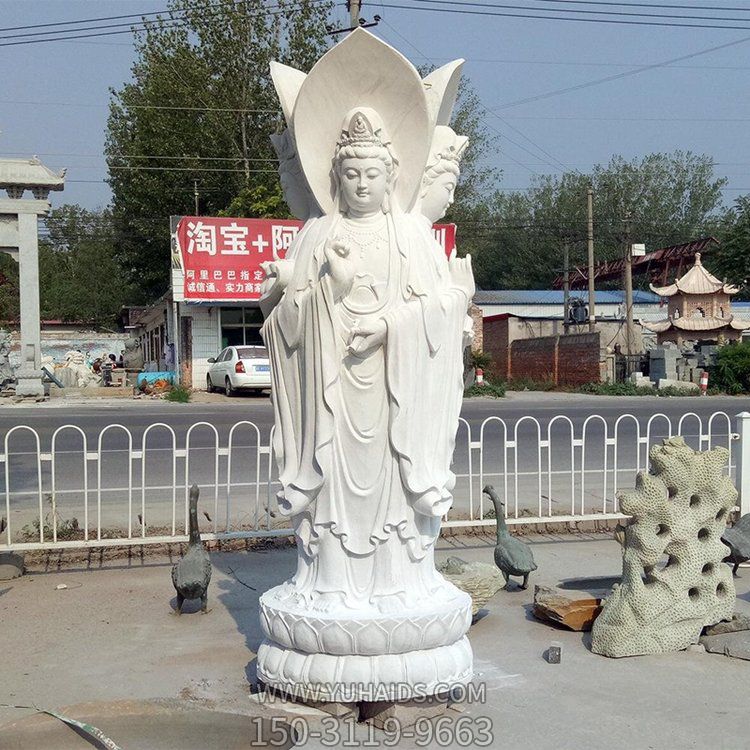 景區景點大型大理石石雕三面觀音雕塑