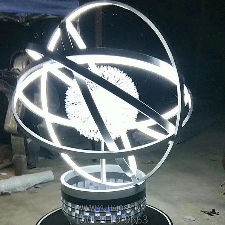 不銹鋼鏡面不銹鋼創意夜晚照明景觀擺件雕塑