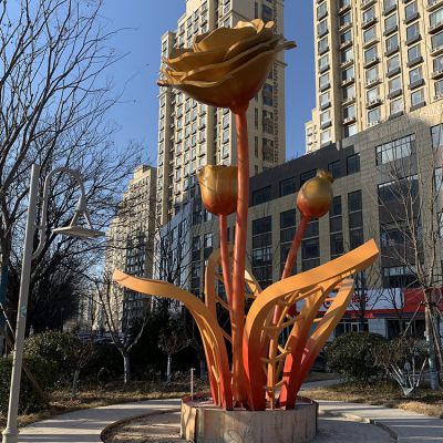 不銹鋼花朵，盛開的花兒景觀雕塑