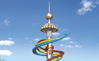 景區(qū)戶(hù)外大型不銹鋼三色避雷針彩帶雕塑