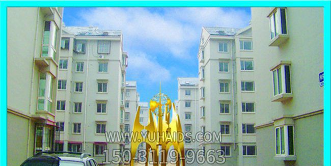 城市不銹鋼噴金烤金創意未來雕塑