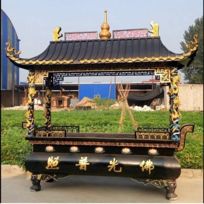 寺廟宗教祈福不銹鋼仿銅香爐雕塑