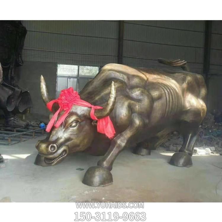 廣場工廠企業玻璃鋼仿銅華爾街牛雕塑