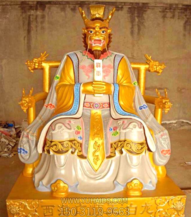 大型寺廟玻璃鋼樹(shù)脂彩繪龍王雕塑