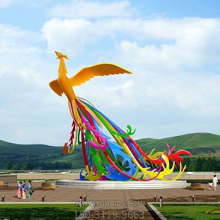 不銹鋼鳳凰雕塑城市廣場校園大型抽象景觀動物擺件雕塑
