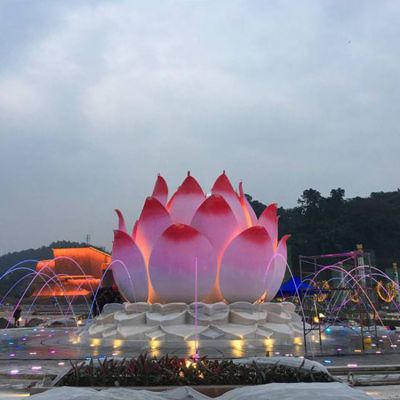 大型不銹鋼噴漆漸變蓮花抽象雕塑城市廣場景點小區美陳擺件