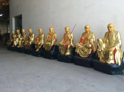 十八羅漢塑像，玻璃鋼漆金佛像系列雕塑