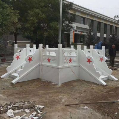 石雕旗臺圍欄 漢白玉旗臺護欄雕塑