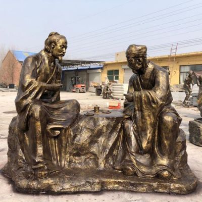 園林戶外玻璃鋼仿銅人物雕塑