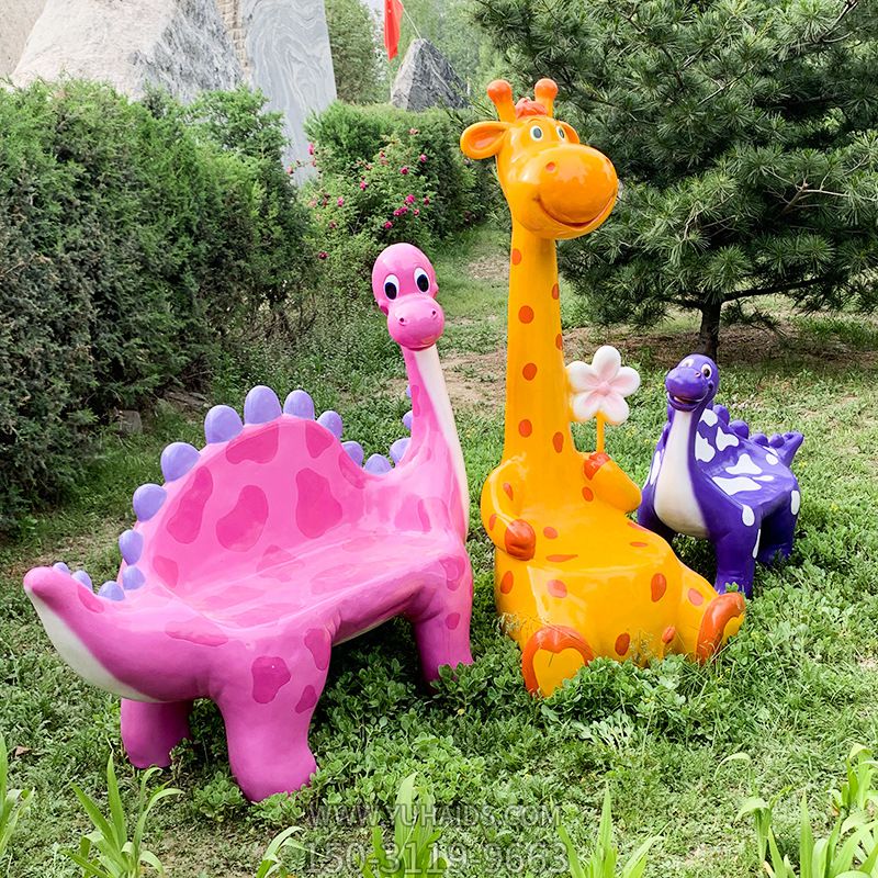 玻璃鋼卡通動物座椅公園景點裝飾游客休息坐椅擺件雕塑