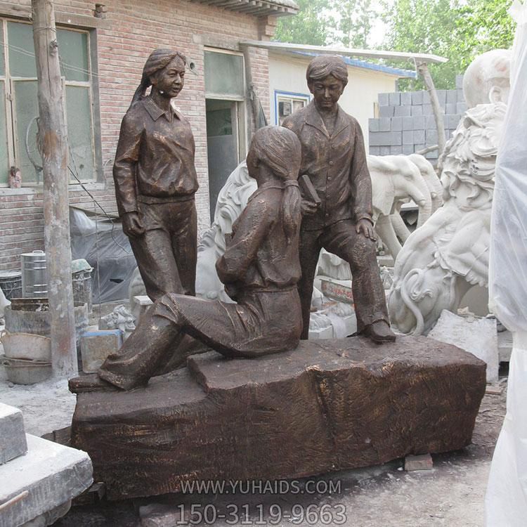 景區園林戶外玻璃鋼仿銅人物雕塑定制 大型公園庭院景觀擺件