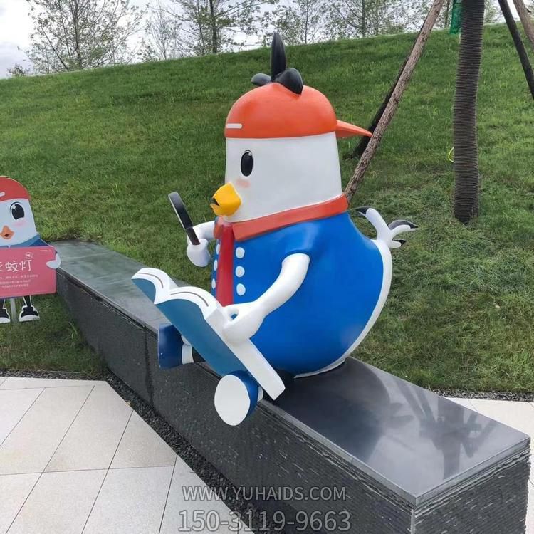 創(chuàng)意景觀戶(hù)外園林看書(shū)的卡通公仔雕塑