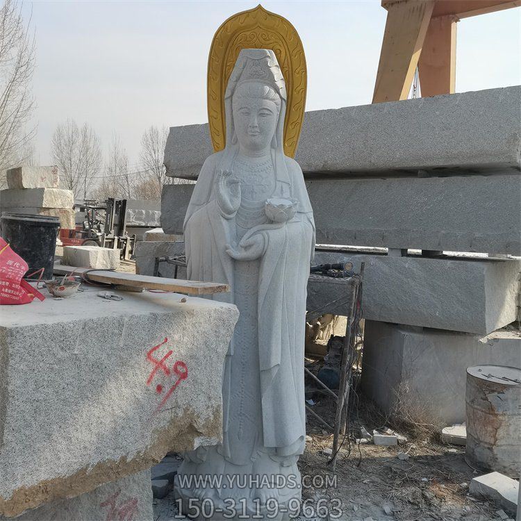 景區寺廟大型大理石石雕觀音雕塑