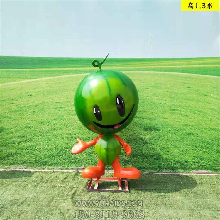 農場擺放玻璃鋼卡通西瓜公仔雕塑