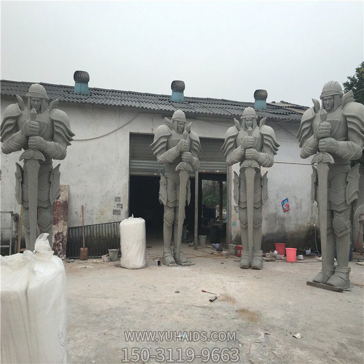 西方人物石雕 身穿鎧甲持劍的巨人武士雕塑