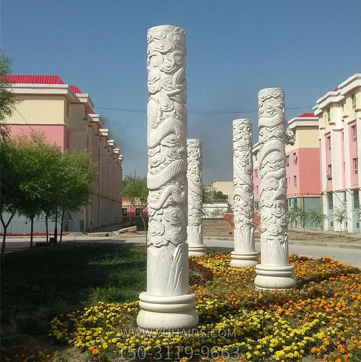 景區(qū)青銅鍛造盤(pán)龍柱雕塑 漢白玉龍柱公園景觀戶(hù)外擺件