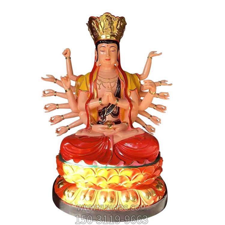 玻璃鋼彩繪創意景觀千手觀音雕塑