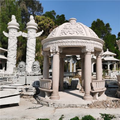 花崗巖圓形歐式羅馬柱小區花園擺放涼亭