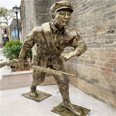 玻璃鋼仿銅戶(hù)外景觀人物雕塑