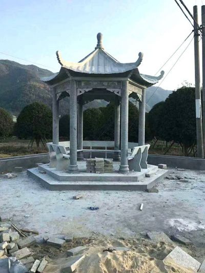 寺廟景區(qū)景觀(guān)石亭 定制庭院別墅休閑石雕涼亭雕塑