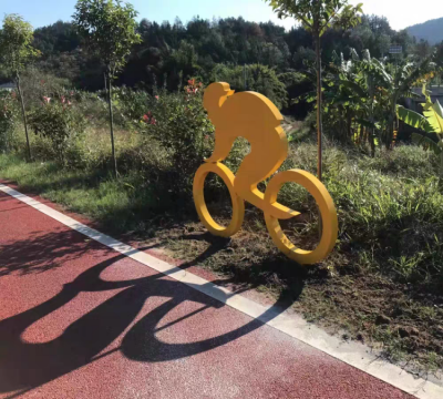 鐵藝剪影人物，騎行人物，騎自行車的抽象人物