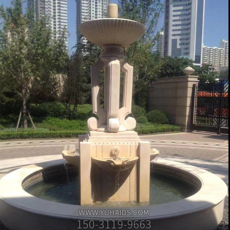 花崗巖雕刻歐式水缽小區流水噴泉雕塑