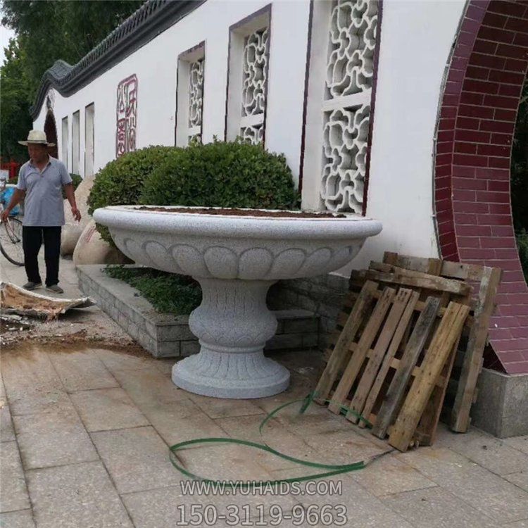 別墅小區黃崗巖大理石石雕歐式花缽雕塑