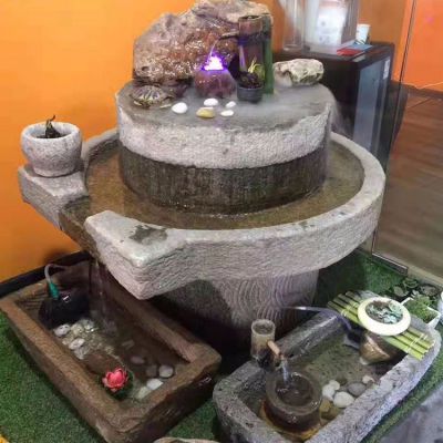 老石磨石槽室內(nèi)裝飾水循環(huán)流水擺件