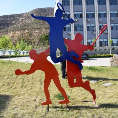 體育運(yùn)動(dòng)主題剪影人物雕塑擺件，鐵藝、玻璃鋼或不銹鋼材質(zhì)都可制作