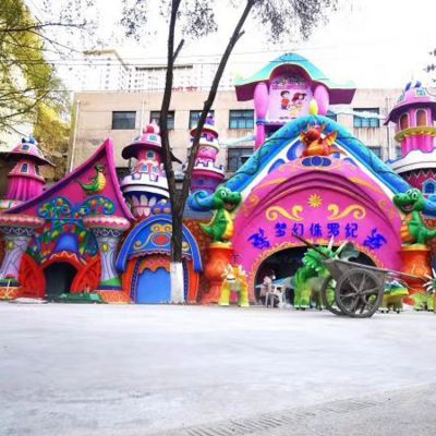 幼兒園戶(hù)外裝飾大型玻璃鋼卡通城堡門(mén)頭雕塑