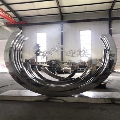 不銹鋼打磨拋光半圓字體景觀標識雕塑